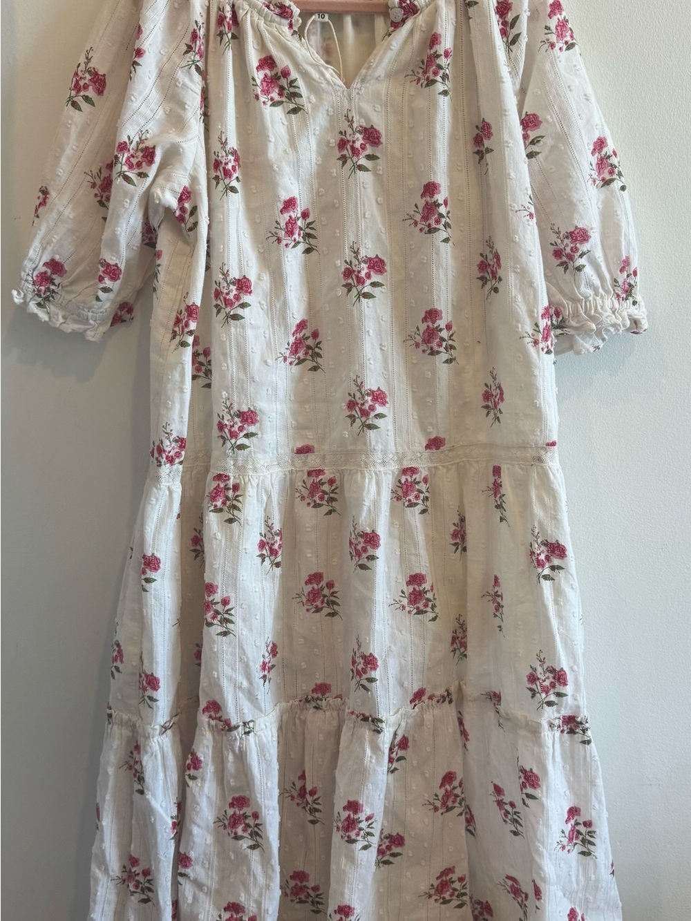 Bonton White Dress with Pink Floral Print - Picture 1 of 5